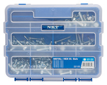 NKT Fasteners pladeskruer i kasse - 230 stk.